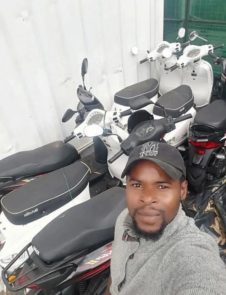 Erik Wills with scooters at his Hout Bay workshop